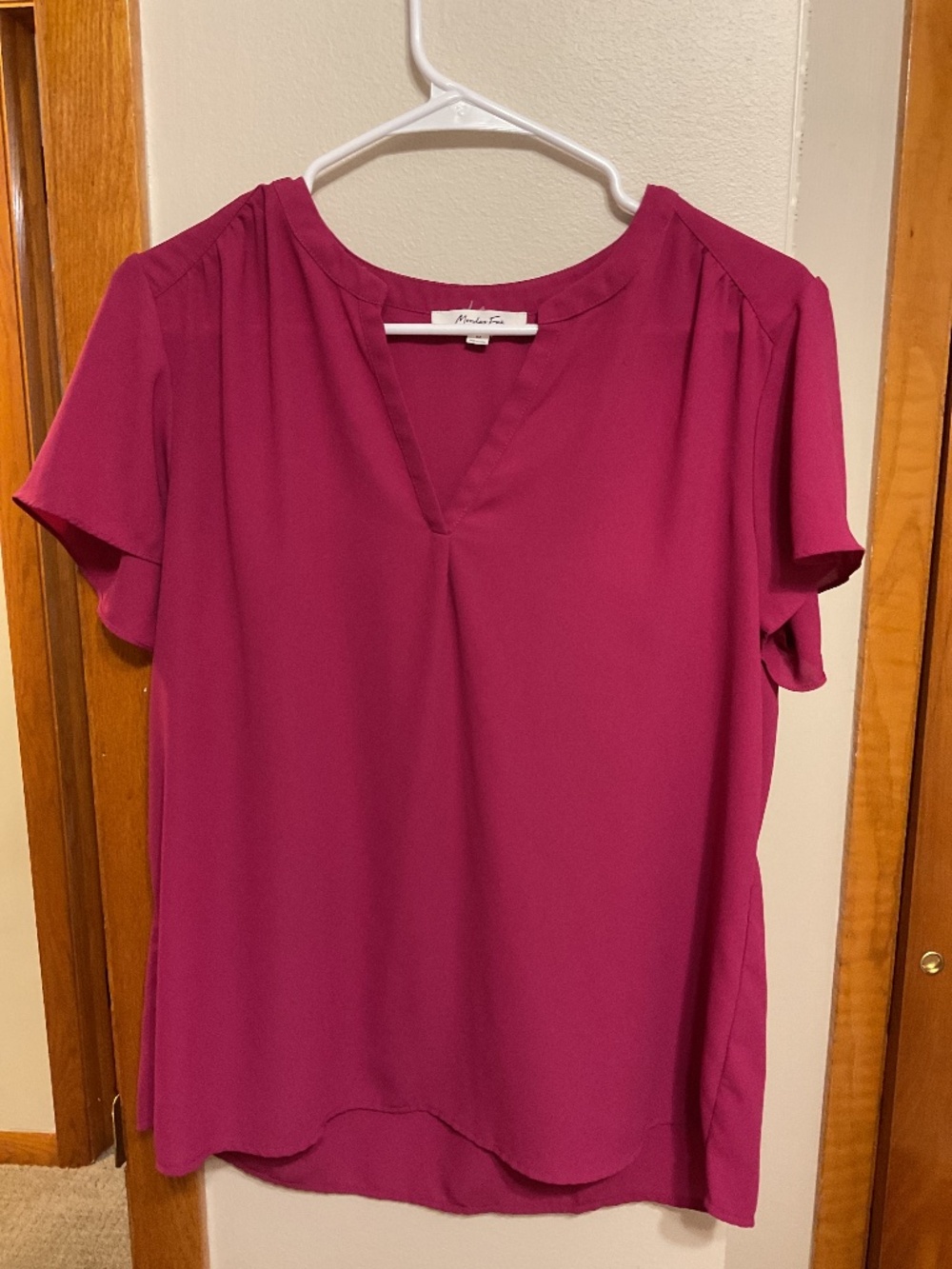 Darker fuchsia cap sleeve blouse